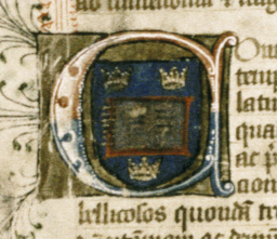 University of Oxford coat of arms from the Senior Proctors' book, 15th-17th century. (c) Bodleian Libraries, University of Oxford.
